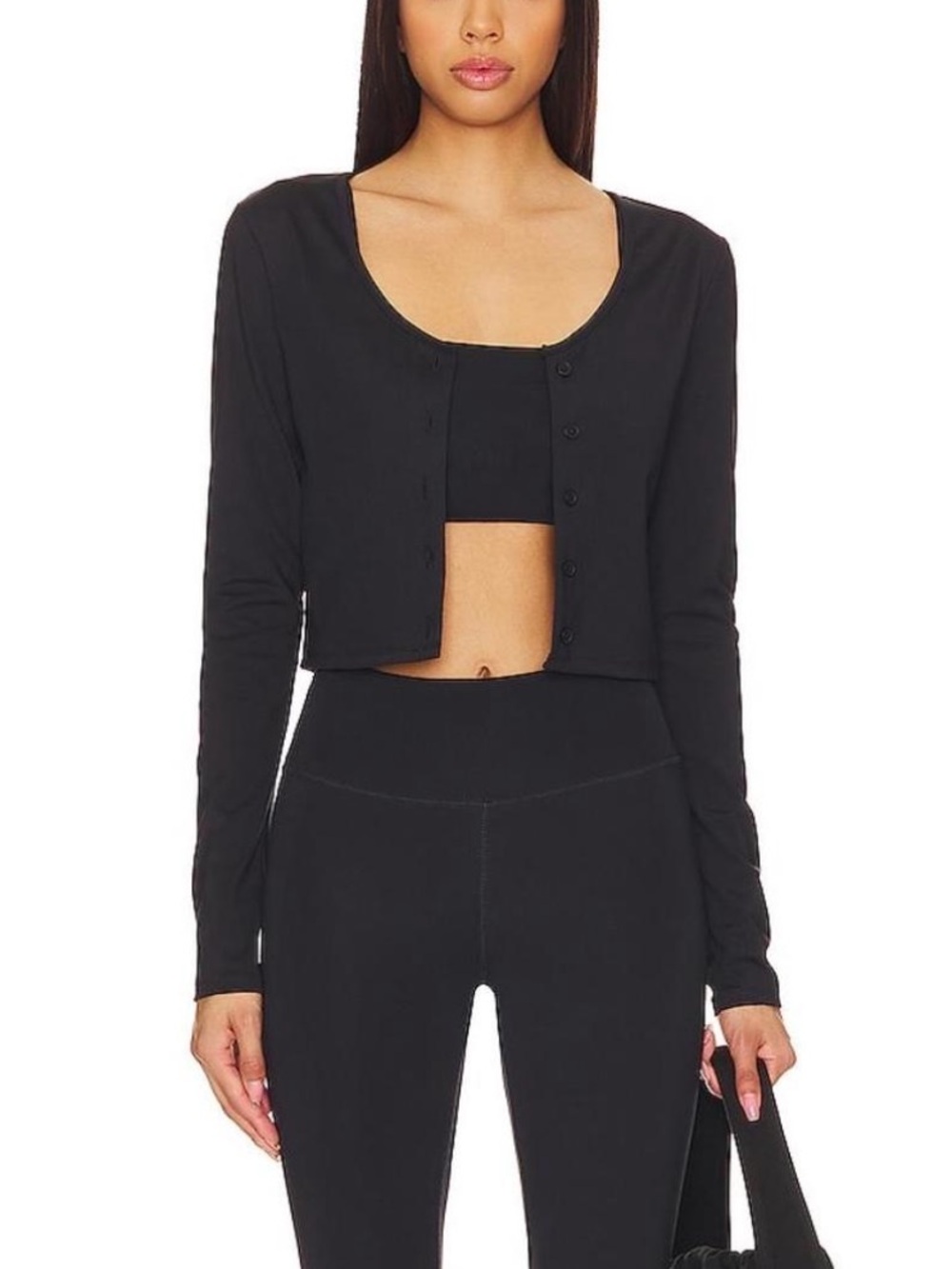 WellBeing + BeingWell FlowWell Lucia Cardigan Top Black